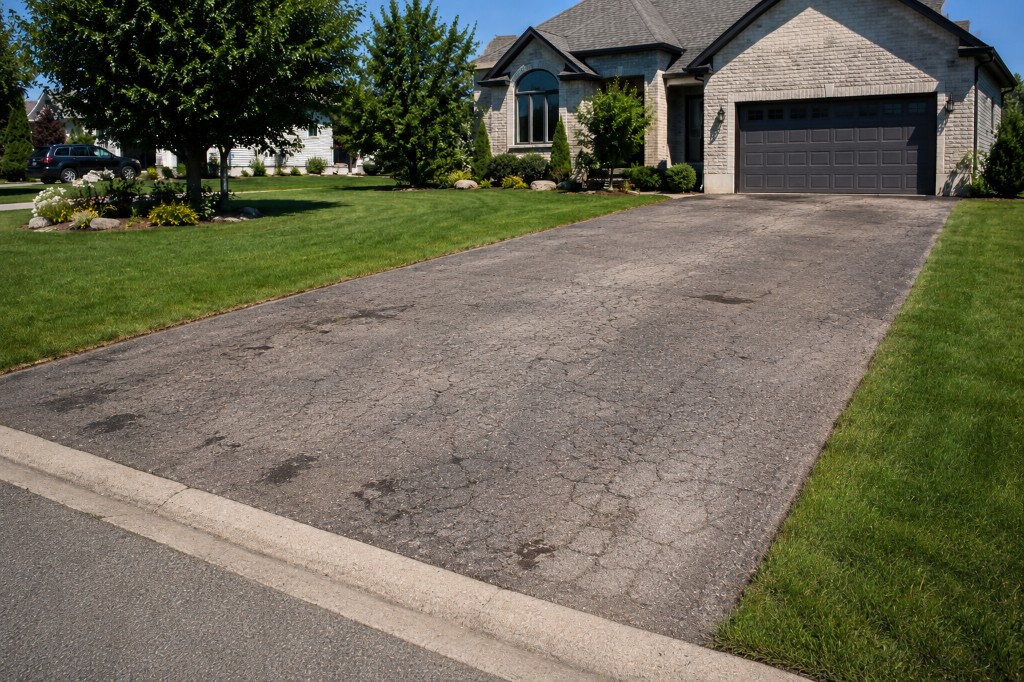 Weathered pavement restored to a deep, protected finish.
